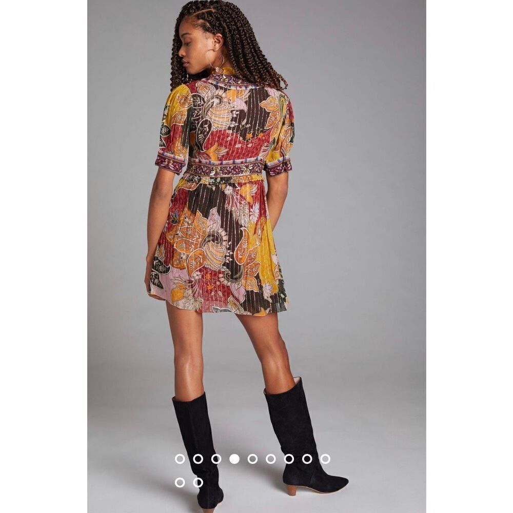 New Anthropologie x Verb Beaded Shimmer Mini Dress Size M - Picture 4 of 9